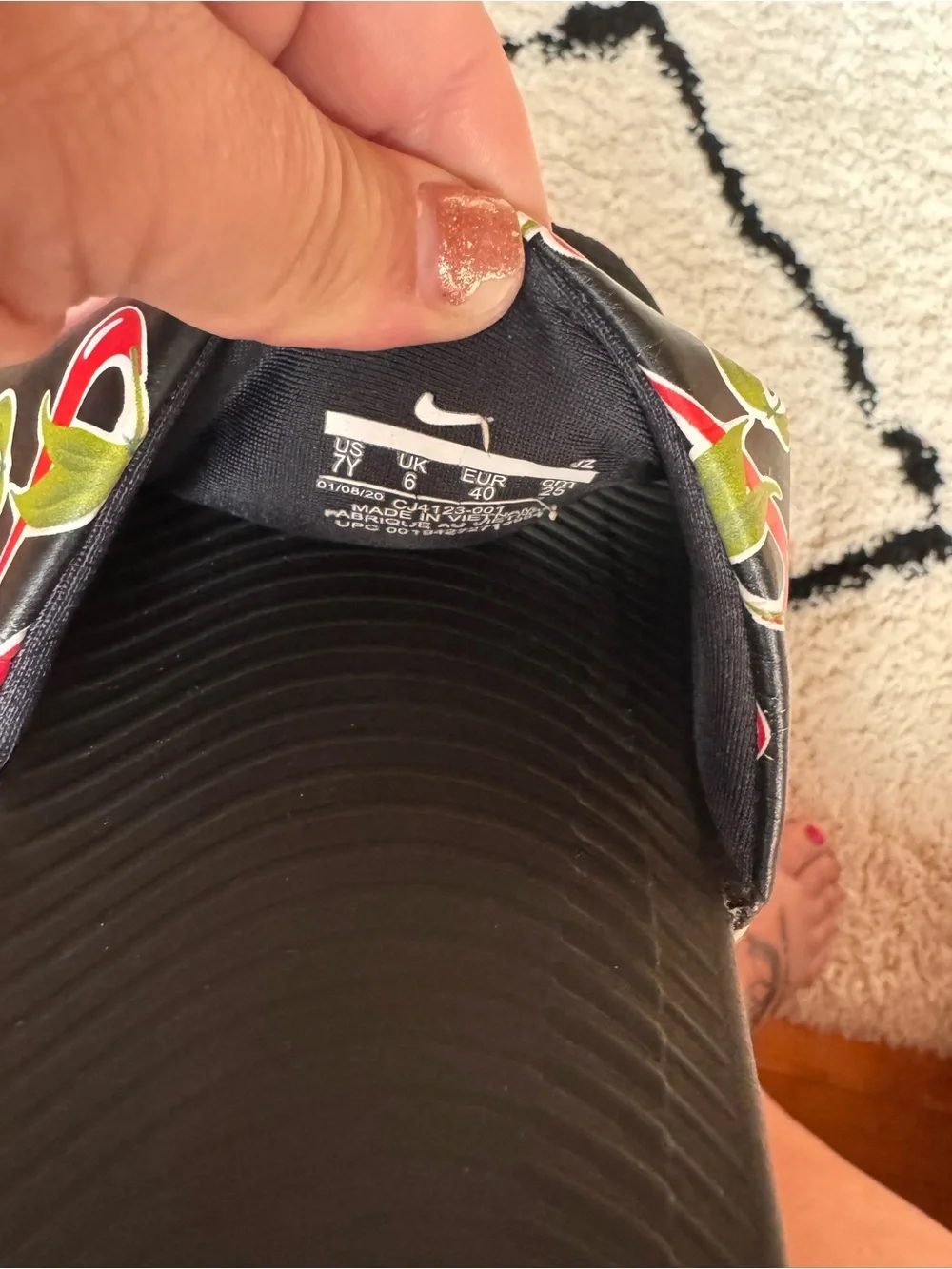Nike Black Cherry Print Slide Sandals